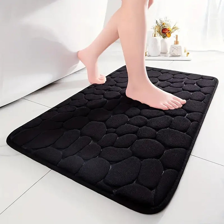 Cobblestone Embossed Bathroom Bath Mat Memory Foam Washable Non Slip Rug  Cozy Home Treasures   