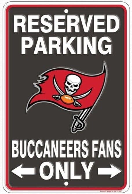 Reserved Parking Buccaneers Fans Only Embossed Metal Licensed Sign 8" x 12" Home & Garden:Home Décor:Plaques & Signs Signs4Fun   