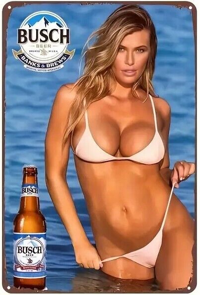 Busch Beer Bikini Model Novelty Metal Sign 8" x 12" Wall Art Home & Garden:Home Décor:Plaques & Signs Cozy Home Treasures   