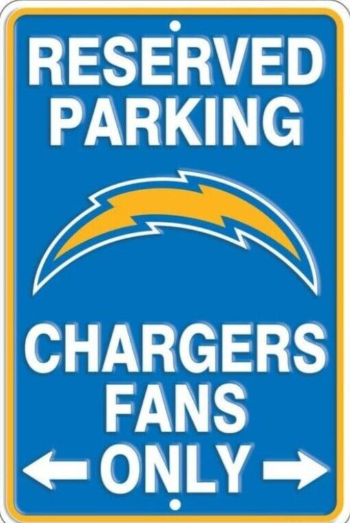 Reserved Parking Chargers Fans Only Embossed Metal Licensed Sign 8" x 12" Home & Garden:Home Décor:Plaques & Signs Signs4Fun   