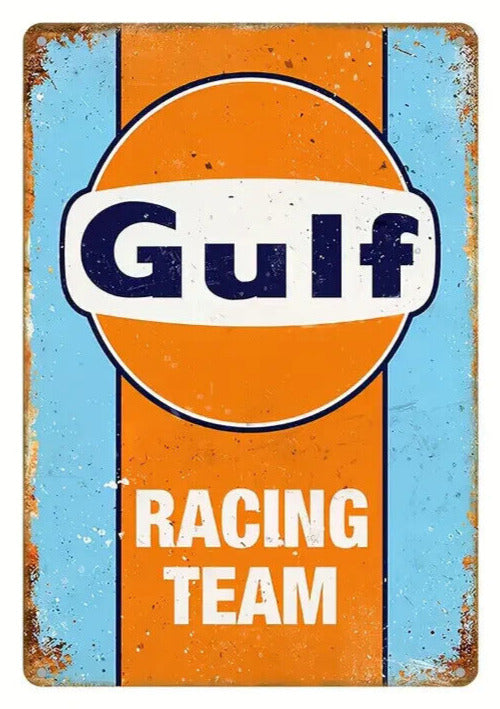 Gulf Oil Racing Team Novelty Metal Sign 12 x 8 Wall Art Home & Garden:Home Décor:Plaques & Signs Cozy Home Treasures   