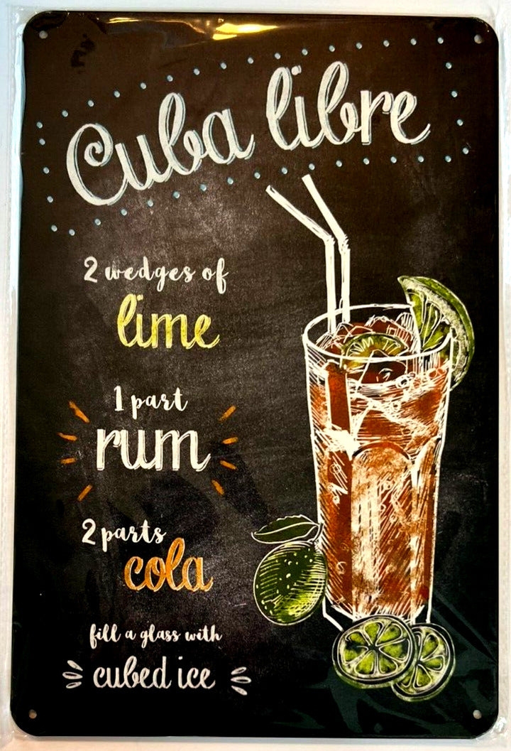 Cuba Libre Cocktail and Drink Mix Recipe Collection 12" x 8" Wall Art Home & Garden:Home Décor:Plaques & Signs Cozy Home Treasures   