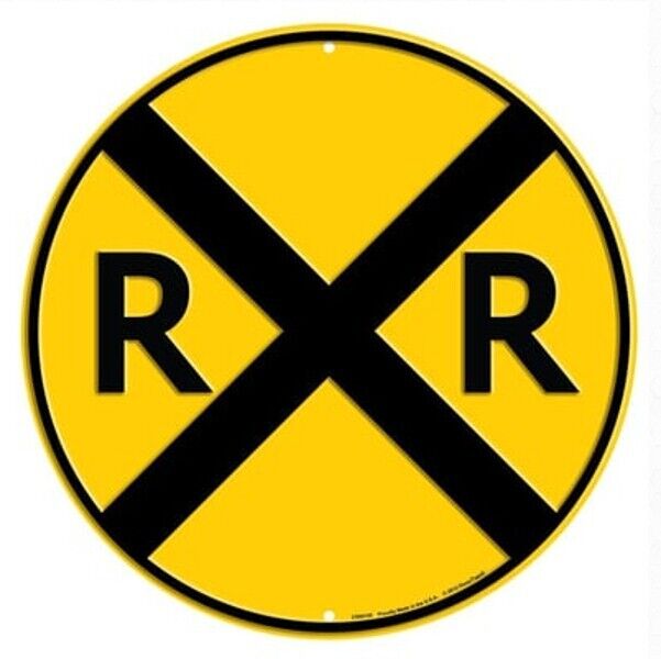 Railroad Crossing Novelty Metal 12in Circular Sign Yellow and Black NEW! Home & Garden:Home Décor:Plaques & Signs Unbranded   