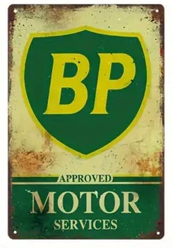 BP Approved Motor Services Vintage Novelty Metal Sign 12" x 8" Wall Art Home & Garden:Home Décor:Plaques & Signs Cozy Home Treasures   