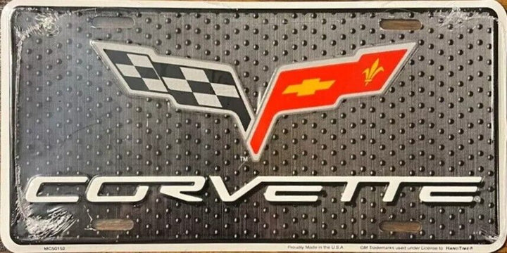 Chevy Corvette Flags Embossed Licensed Novelty Metal License Plate NEW! eBay Motors:Parts & Accessories:Car & Truck Parts & Accessories:Exterior Parts & Accessories:License Plates & Frames Hangtime   