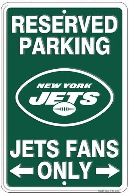 Reserved Parking Jets Fans Only Embossed Metal Licensed Parking Sign 8" x 12" Home & Garden:Home Décor:Plaques & Signs Signs4Fun   