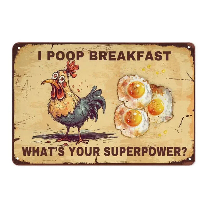 I Poop Breakfast What's Your Superpower? Novelty Metal Sign 12" x 8" Wall Art Home & Garden:Home Décor:Plaques & Signs Cozy Home Treasures   