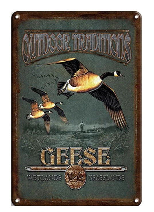 Outdoor Traditions "Geese" Rustic Novelty Metal Sign 8" x 12" NEW! Home & Garden:Home Décor:Plaques & Signs Cozy Home Treasures   