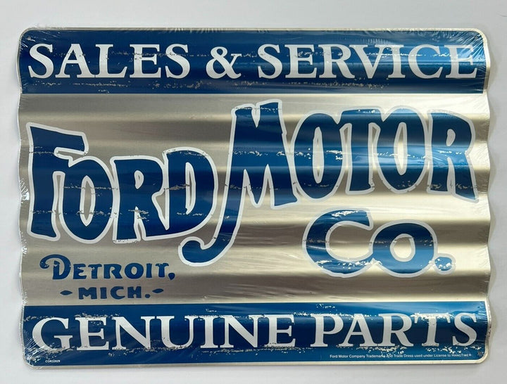 Ford Motors Genuine Parts  Licensed Corrugated Metal Sign 12" x 16" Home & Garden:Home Décor:Plaques & Signs Hangtime   