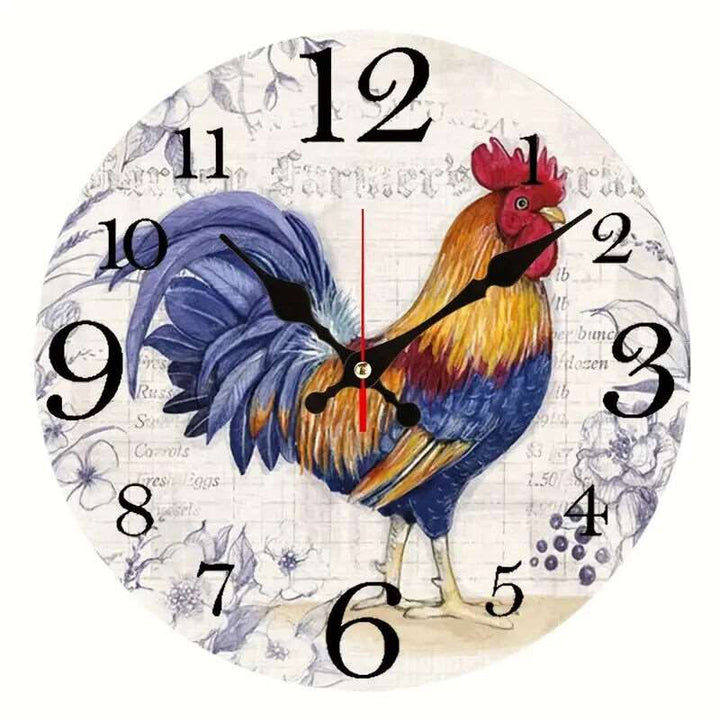 12 Inch Colorful Rooster Silent Easy to Read Wall Clock NEW! Home & Garden:Home Décor:Clocks:Wall Clocks Cozy Home Treasures   