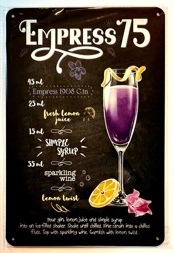 Empress 75 Cocktail and Drink Mix Recipe Collection 12" x 8" Wall Art Home & Garden:Home Décor:Plaques & Signs Cozy Home Treasures   