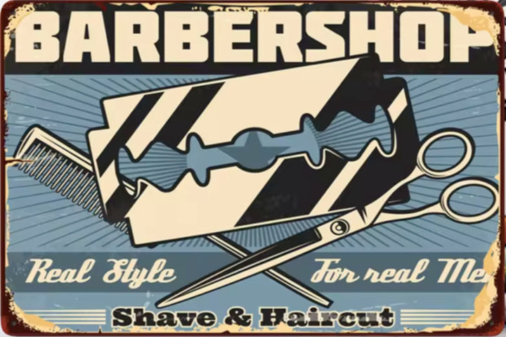 Barber Shop Real Style For Real Men Vintage Novelty Metal Sign 12" x 8" Wall Art Home & Garden:Home Décor:Plaques & Signs Cozy Home Treasures   