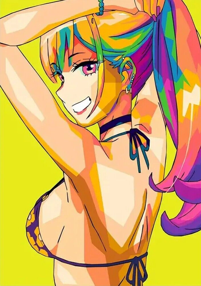 Colorful Anime Girl In Bikini Artistic Color Canvas Print 16" X 24" NEW! Art:Art Prints Cozy Home Treasures   