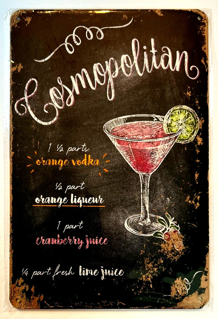 Cosmopolitan Cocktail and Drink Mix Recipe Collection 12" x 8" Wall Art Home & Garden:Home Décor:Plaques & Signs Cozy Home Treasures   