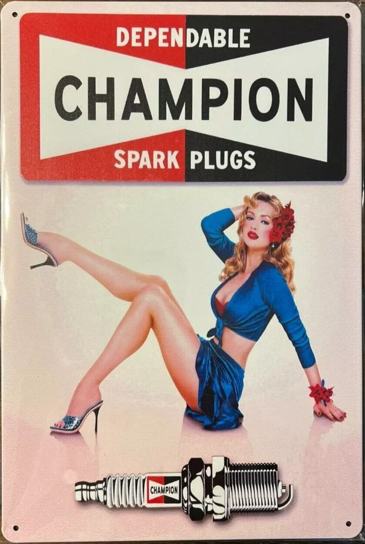 Dependable Champion Spark Plugs Novelty Metal Sign 12" x 8" Wall Art Home & Garden:Home Décor:Plaques & Signs Cozy Home Treasures   