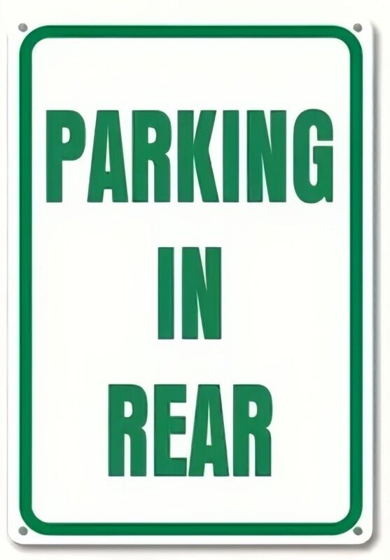 Parking In Rear Novelty Metal Sign 12 x 8 Wall Art Home & Garden:Home Décor:Plaques & Signs Unbranded   