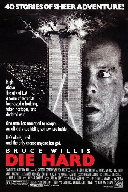 Die Hard Bruce Willis Movie Poster 24" x 36" Best Christmas Movie Ever! New! Art:Art Posters Cozy Home Treasures   