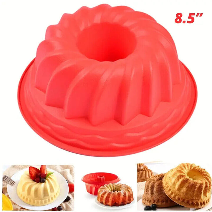 Silicone Bundt Cake Pan 8.5 Inch Non-stick Fluted Cake Pan Cake Baking Mold Home & Garden:Kitchen, Dining & Bar:Bakeware:Cake Pans Cozy Home Treasures   