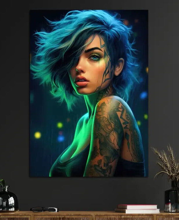 Cyberpunk Girl Canvas Art Print 16" x 24" Wall Art NEW! Home & Garden:Home Décor:Posters & Prints Cozy Home Treasures   