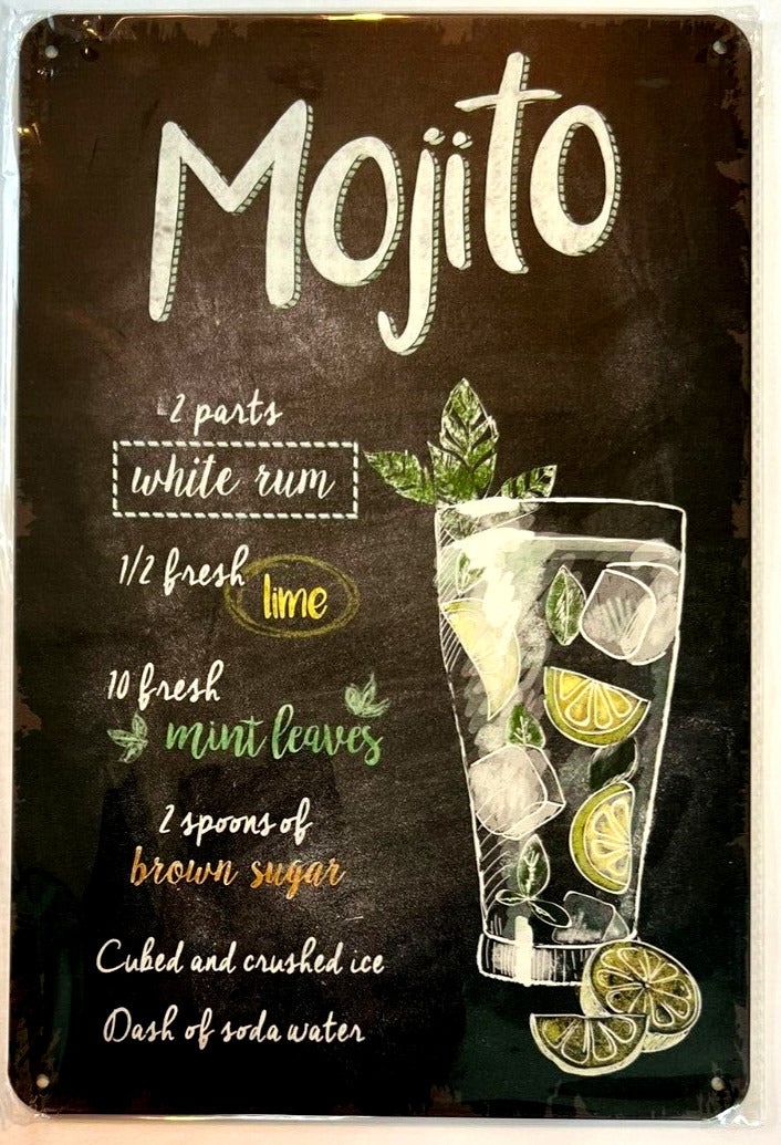 Mojito Cocktail and Drink Mix Recipe Collection 12" x 8" Wall Art Home & Garden:Home Décor:Plaques & Signs Cozy Home Treasures   