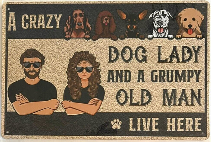 A Crazy Dog Lady Lives Here 8" x 12" Vintage Novelty Metal Sign Home & Garden:Home Décor:Plaques & Signs Cozy Home Treasures   