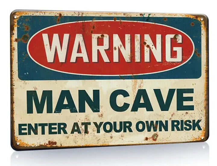 Warning Man Cave Novelty Metal Sign 12 x 8 Wall Art Home & Garden:Home Décor:Plaques & Signs Cozy Home Treasures   