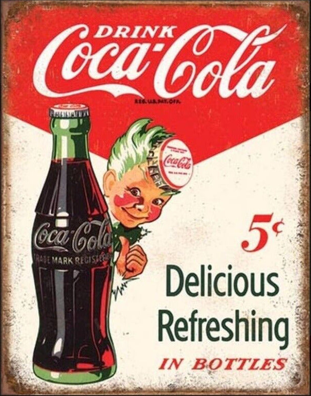 Coca-Cola 5 Cents Delicious Refreshing Vintage Novelty Sign 16" x 12.5" Home & Garden:Home Décor:Plaques & Signs Desperate Enterprises   