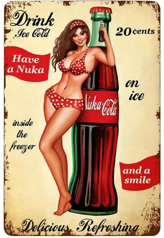 Nuka Cola Bikini Model Vintage Novelty Metal Sign 12" x 8" Wall Art Home & Garden:Home Décor:Plaques & Signs Cozy Home Treasures   