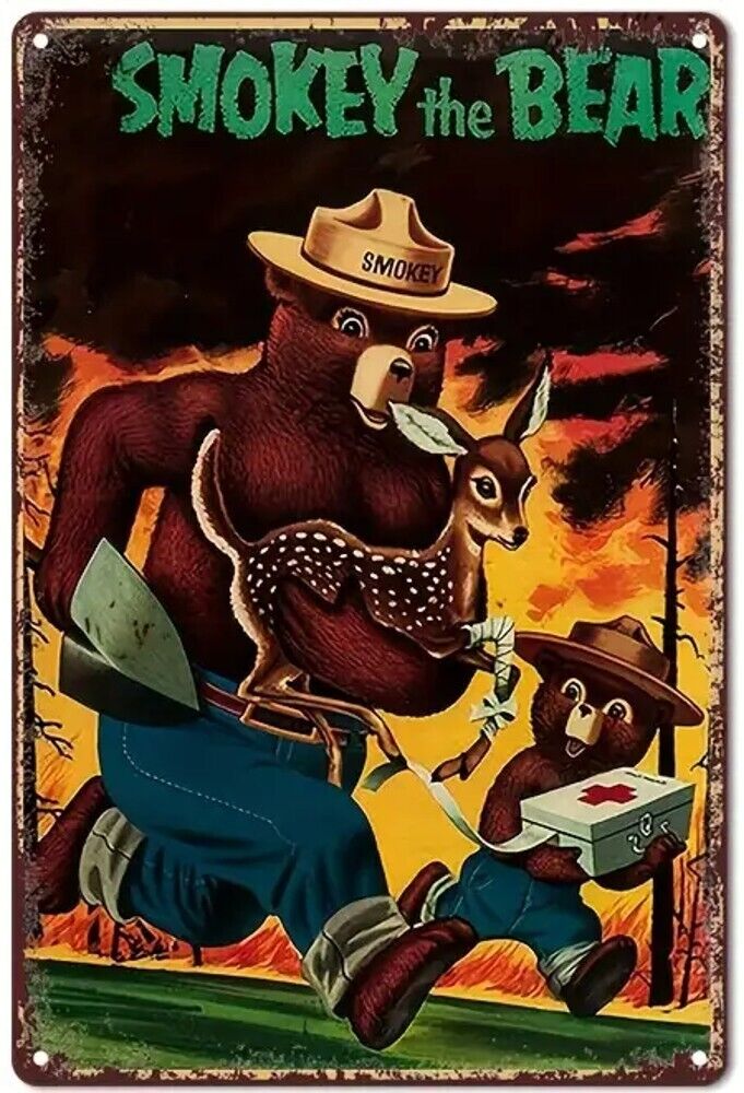 Smokey The Bear Vintage Novelty Metal Sign 12" x 8" Wall Art Home & Garden:Home Décor:Plaques & Signs Cozy Home Treasures   