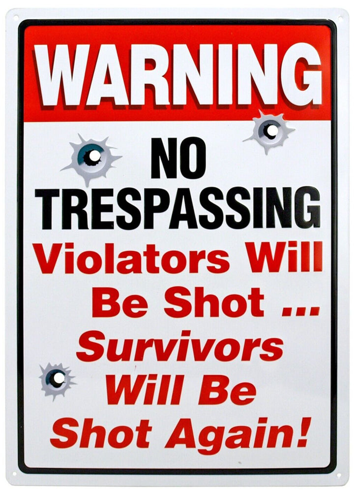 Warning No Trespassing Violators Will Be Shot Metal Sign 16" x 12.5" Home & Garden:Home Décor:Plaques & Signs Desperate Enterprises   