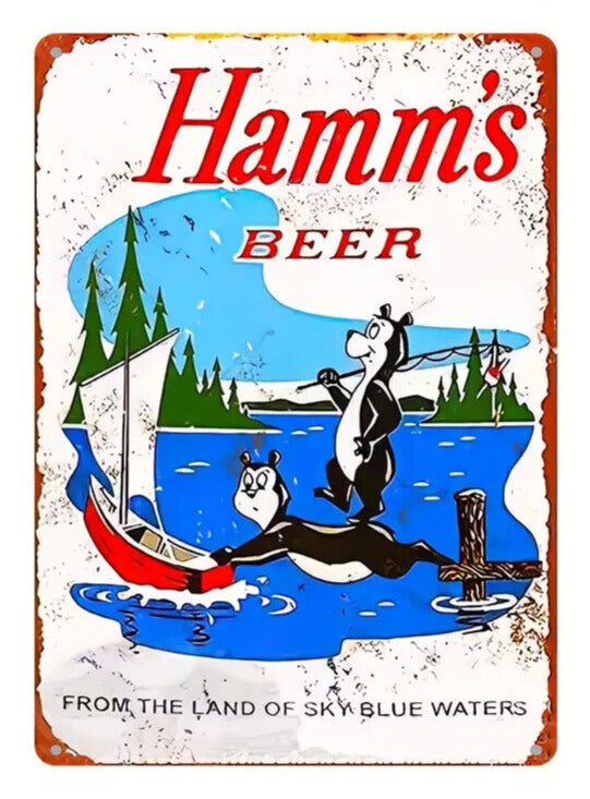 Hamm's Beer Vintage Novelty Metal Sign 12 in x 8 in Home & Garden:Home Décor:Plaques & Signs Cozy Home Treasures   