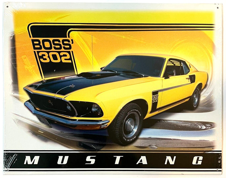 BOSS 302 Mustang Licensed Metal Sign 12.5" x 16" Home & Garden:Home Décor:Plaques & Signs Hangtime   