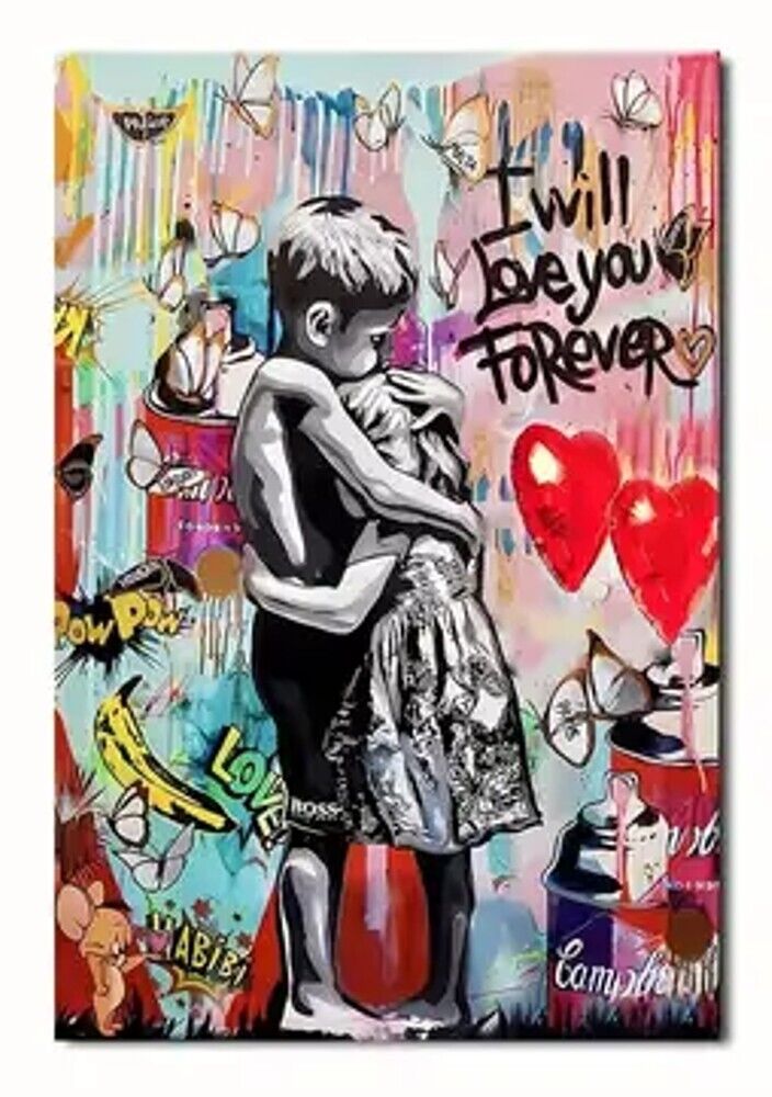 I will Love You Forever Boy And Girl 11.8" x 15.7" Framed Canvas Wall Art NEW! Home & Garden:Home Décor:Posters & Prints Creative Canvas Shop   