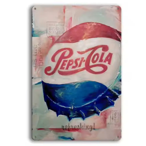 Pepsi-Cola Refreshing Vintage Novelty Metal Sign 12" x 8" Wall Art Home & Garden:Home Décor:Plaques & Signs Cozy Home Treasures   