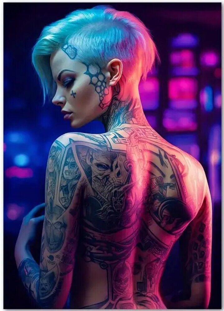 Stunning Topless Girl with Tattoos Canvas Art Print 16" x 24" Wall Art Home & Garden:Home Décor:Posters & Prints Unbranded   