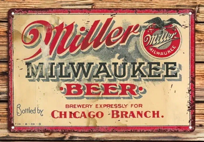 Miller Milwaukee Beer Novelty metal sign 12" x 8" Wall Art Home & Garden:Home Décor:Plaques & Signs Cozy Home Treasures   