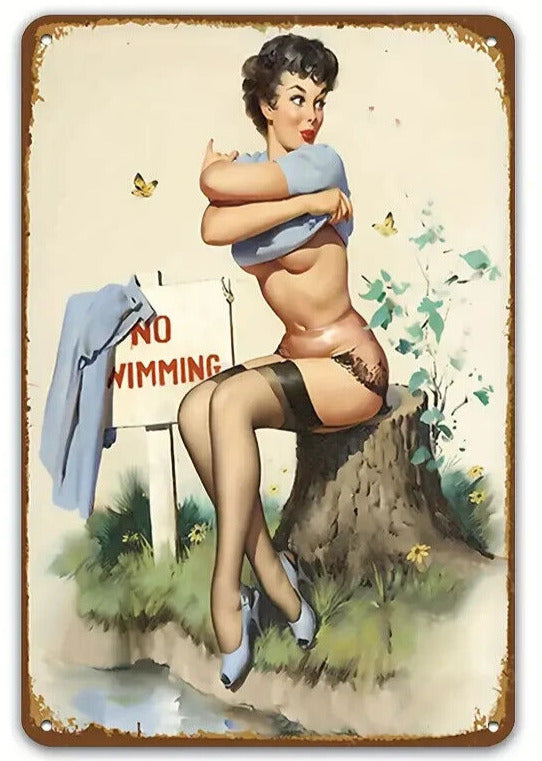 No Swimming Model Vintage Novelty Metal Sign 12" x 8" Wall Art Home & Garden:Home Décor:Plaques & Signs Cozy Home Treasures   