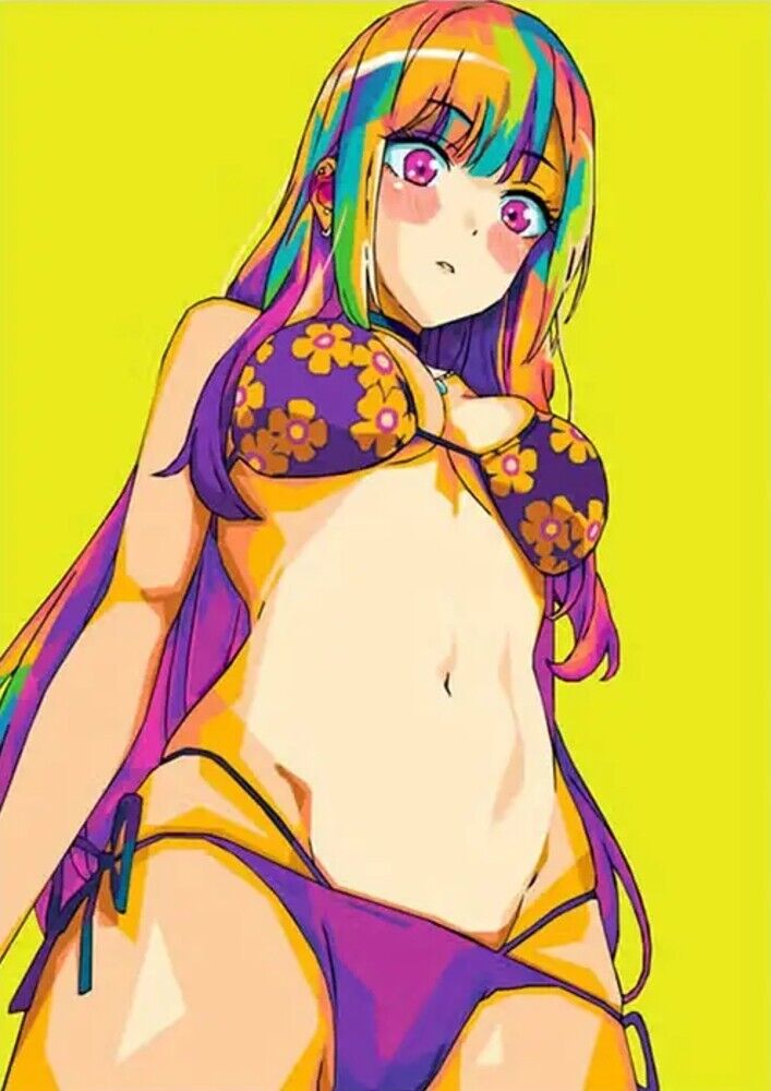 Colorful Anime Girl In Bikini Artistic Color Canvas Print 16" X 24" NEW! Art:Art Prints Cozy Home Treasures   