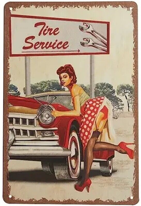 Tire Service Vintage Novelty Metal Sign 12" x 8" Wall Art Home & Garden:Home Décor:Plaques & Signs Cozy Home Treasures   