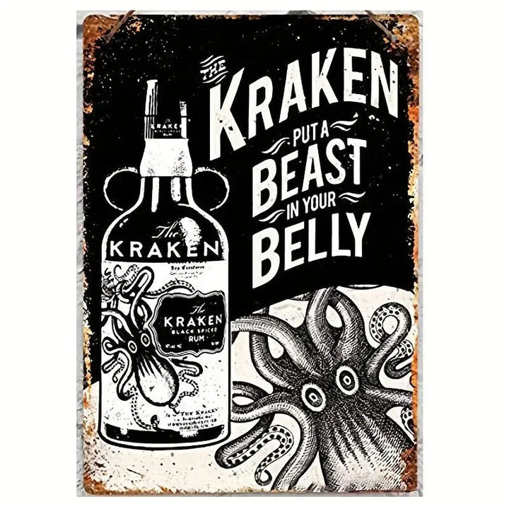 The Kraken Spiced Rum "Puts A Beast In Your Belly" Novelty Metal Sign 8" x 12" Home & Garden:Home Décor:Plaques & Signs Cozy Home Treasures   