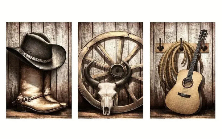 Three Piece American Western Canvas Art Print Set Each Print is 15.7" x 23.6" Home & Garden:Home Décor:Posters & Prints TOP ONE PAINTING   