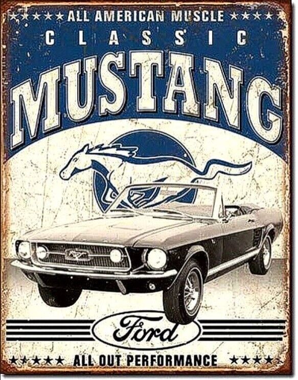 Ford All American Muscle Classic Mustang Licensed Metal Sign 12.5" x 16"  Cozy Home Treasures   