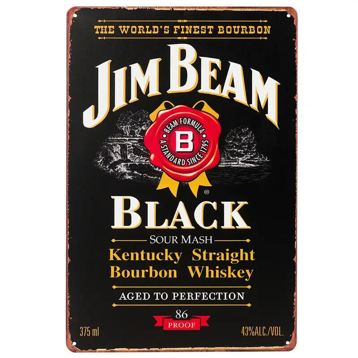 Jim Beam Black Kentucky Straight Bourbon Whiskey Novelty Metal Sign 8" x 12" Home & Garden:Home Décor:Plaques & Signs Cozy Home Treasures   