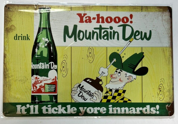 Mountain Dew It'll Tickle Your Innards! Vintage Novelty Metal Sign 8 in x 12 in Home & Garden:Home Décor:Plaques & Signs Cozy Home Treasures   