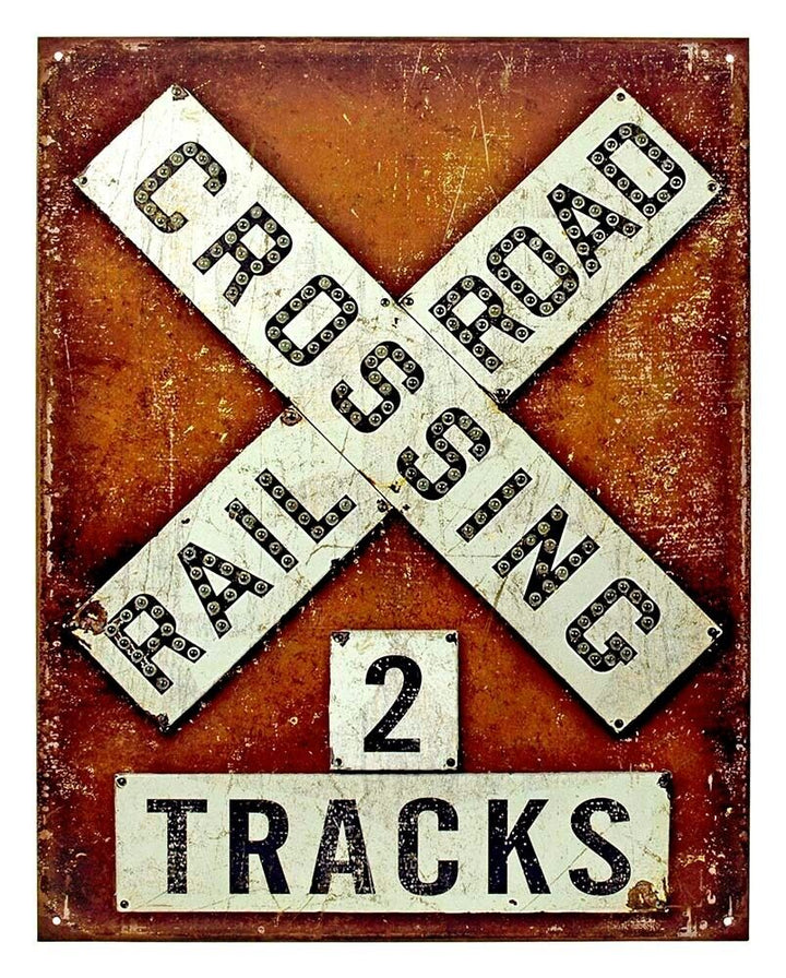 Railroad Crossing 2 Tracks Vintage Novelty Sign 16" x 12.5" Home & Garden:Home Décor:Plaques & Signs Desperate Enterprises   