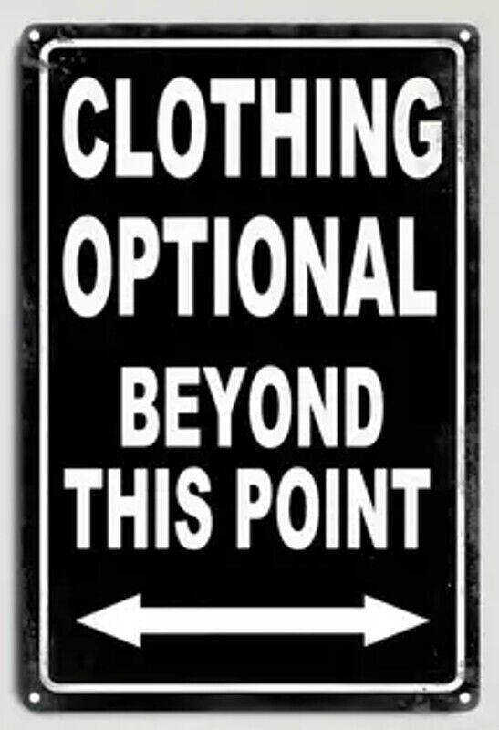 Clothing Optional Beyond This Point Vintage  Novelty 12" x 8" Metal Sign NEW! Home & Garden:Home Décor:Plaques & Signs Cozy Home Treasures   