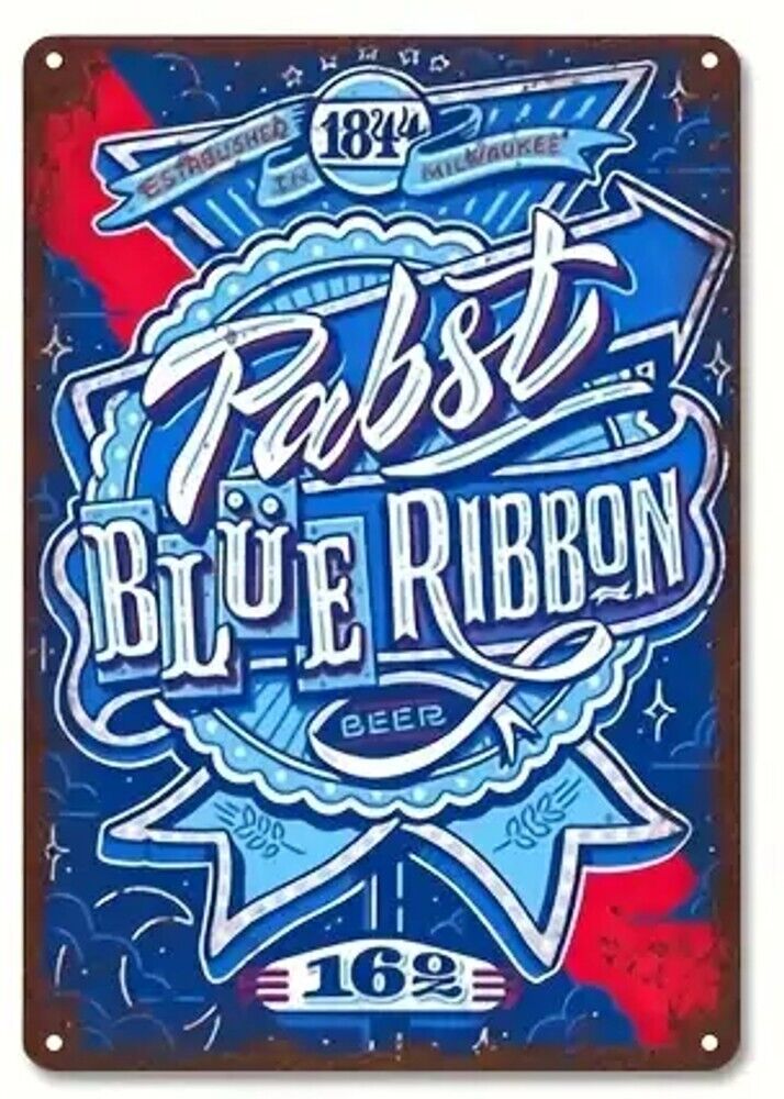 Pabst Blue Ribbon Beer Vintage Novelty Metal Sign 12" x 8" Wall Art Home & Garden:Home Décor:Plaques & Signs Cozy Home Treasures   