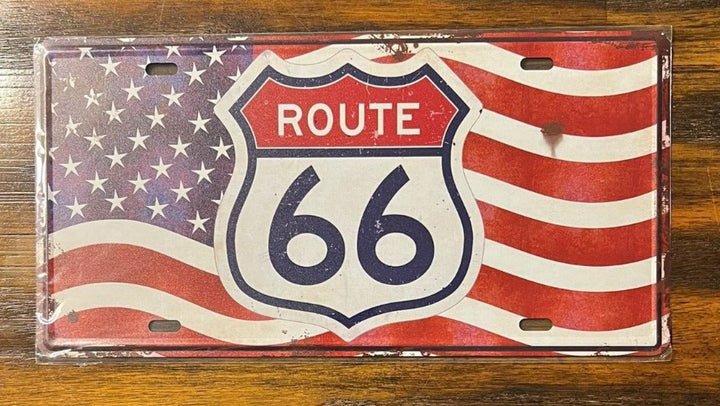 Route 66 American Flag Novelty License Plate 6" x 12" eBay Motors:Parts & Accessories:Car & Truck Parts & Accessories:Exterior Parts & Accessories:License Plates & Frames Hangtime   