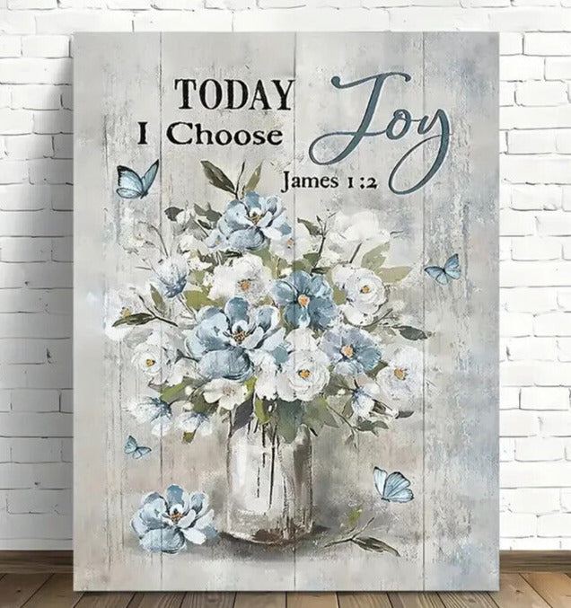 Today I Choose Joy Flower Bouquet Canvas Print Framed 11.8" x 15.7" Wall Art Home & Garden:Home Décor:Posters & Prints Creative Canvas Shop   