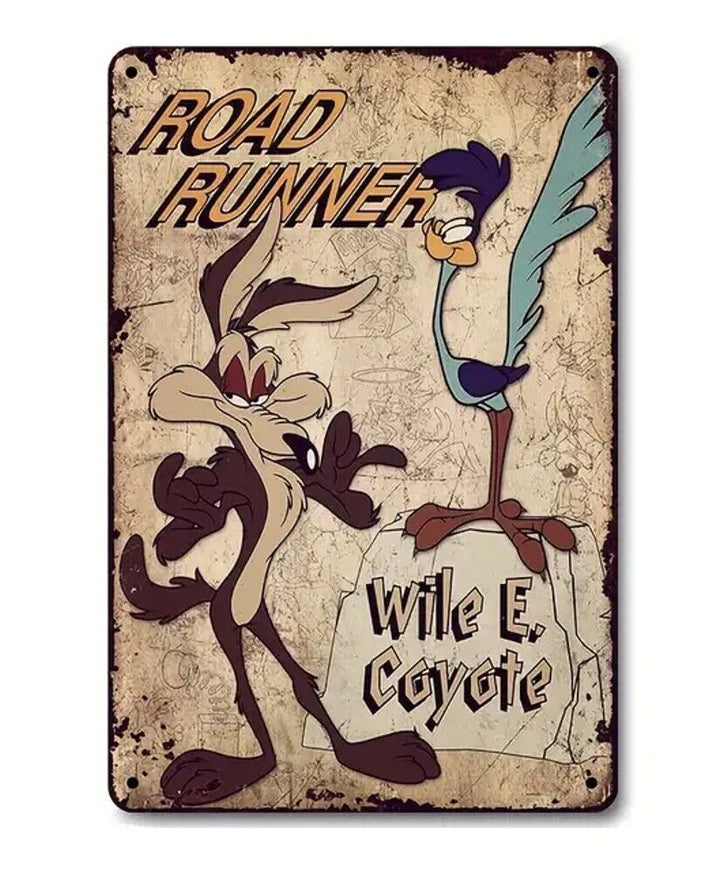 Road Runner Wile E. Coyote Novelty metal sign, 12 x 8 Wall Art Home & Garden:Home Décor:Plaques & Signs Cozy Home Treasures   